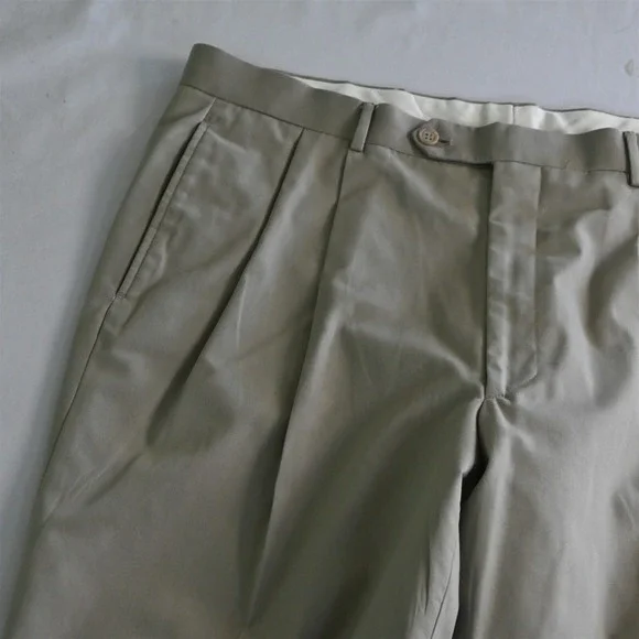 Vtg Mens‎ 42L 36x32 Beige Khaki Cotton Blend Mens Jacket Pants Suit